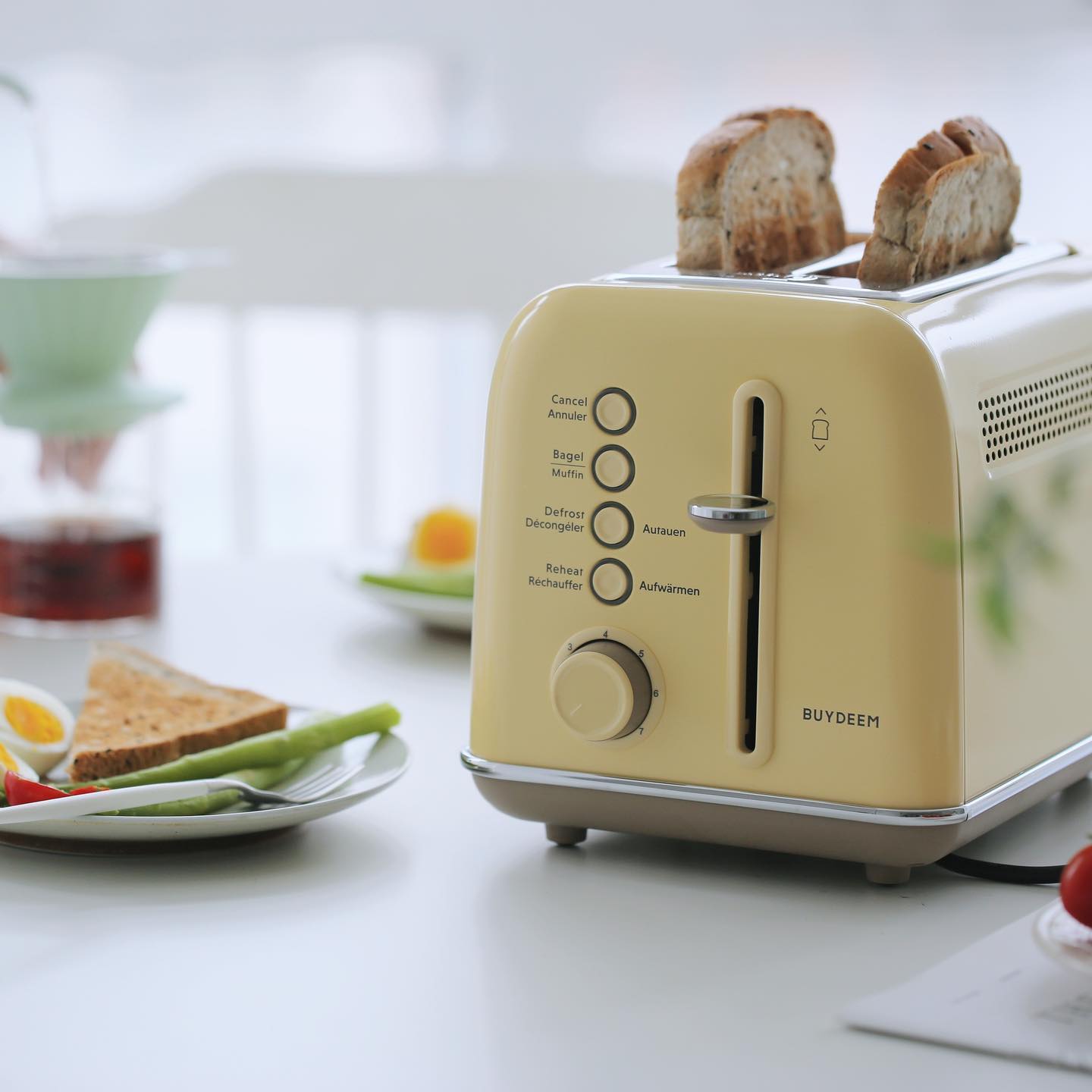 Buydeem 2-Slice Digital Motorized Toaster Koi Red