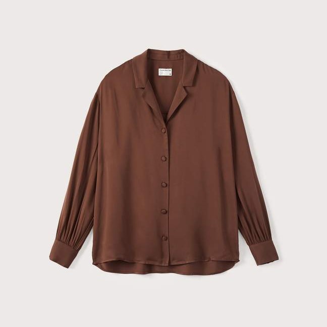 Women’s Long-Sleeved Camp Collar Blouse 