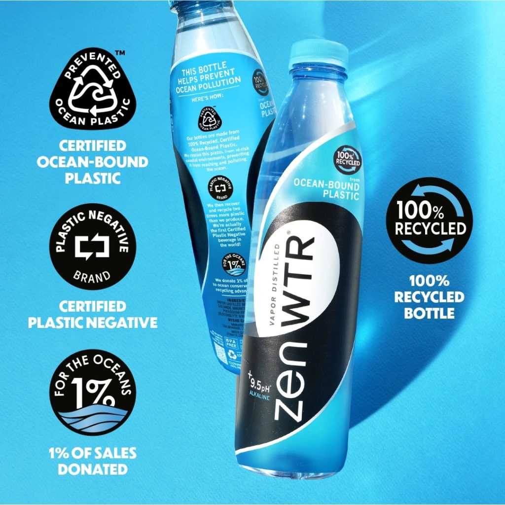 ZenWTR Launches 100% Ocean-Bound Plastic Bottle, With 1% Of Sales