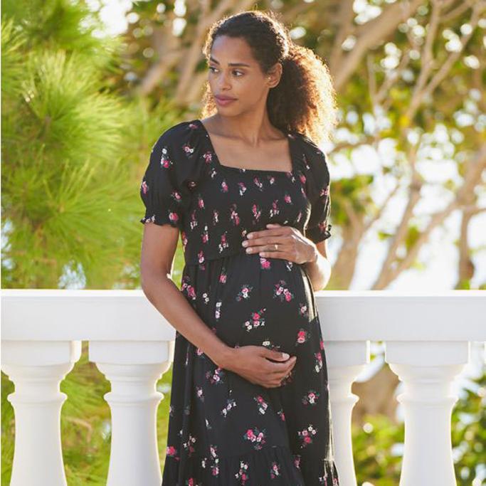 Seraphine Maternity Navy Dot Dress Cecile